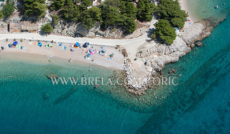 Aerial Brela &Scaron;�it beach panorama