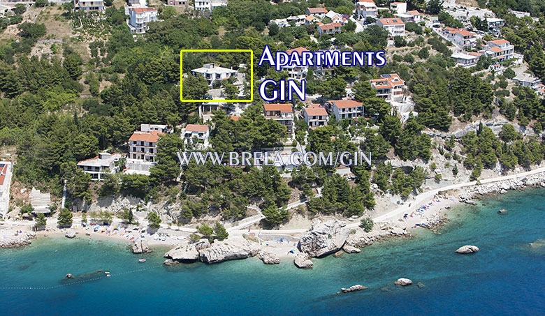 apartments GIN, position in Brela Jardula, owner Ante Toma&scaron;
