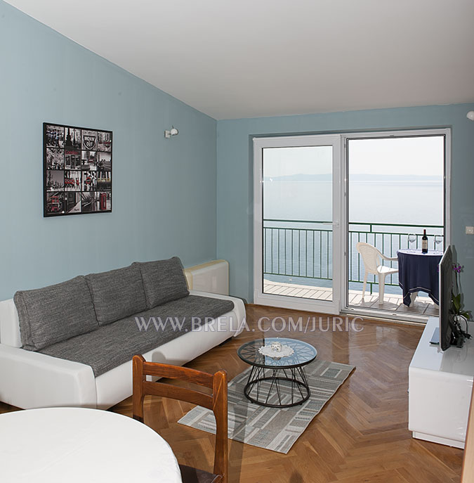 Wohnzimmer mit Blick auf Meer, Appartement Juri�, Brela Sline
