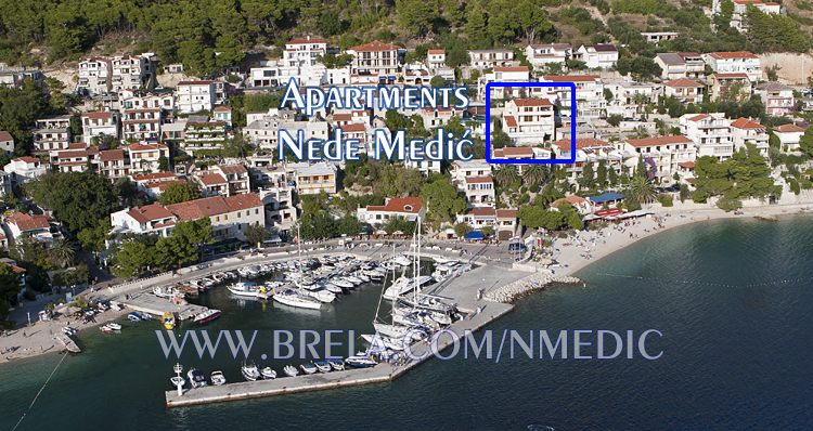Aerial position of apartments Nede Medi� in Brela soline