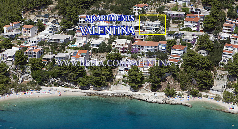 position of apartment Valentina in Brela &Scaron;�it